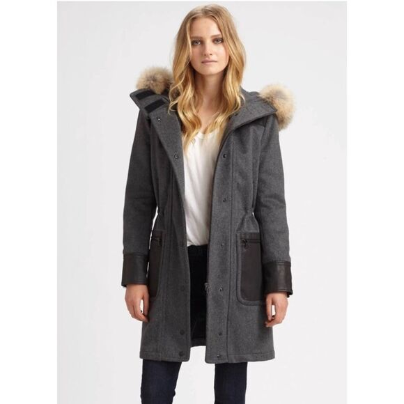 Rag & Bone Waxed Canvas Pocket Double 2-in-1 Parka Jacket w/ Fur Hood - Picture 2 of 16